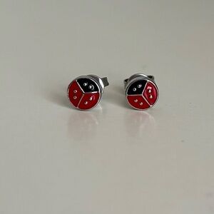 Mini Ladybug Earrings Stainless Steel Enamel Minimalist pierced earrings Italy